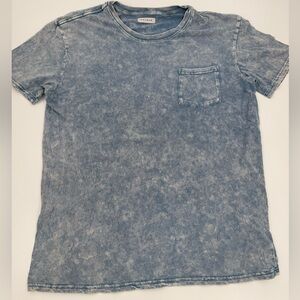 PacSun Light Blue White-Washed Denim-look Men’s Grunge T-Shirt - Size Large